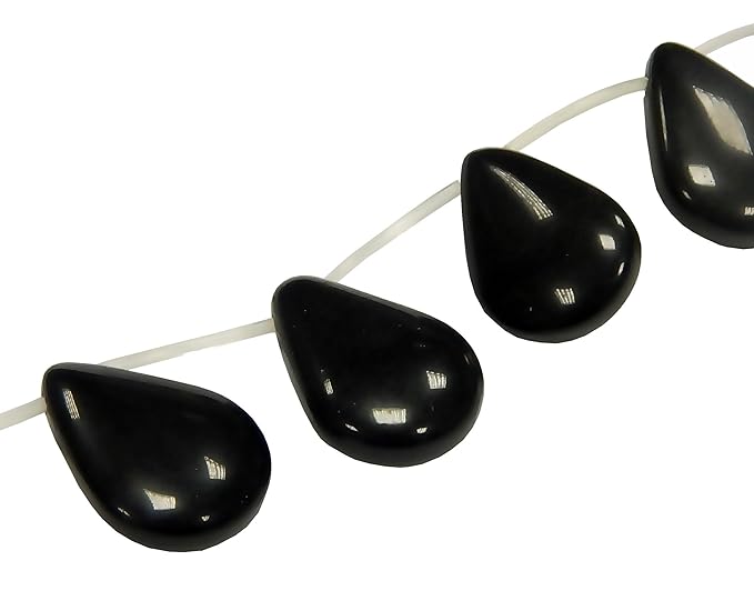12stk Onyx Perlen Halbedelstein Edelstein 30mm x 20mm Schwarz Tropfen 1 Strang Schmuckstein für Kette, Ring, Basteln G779