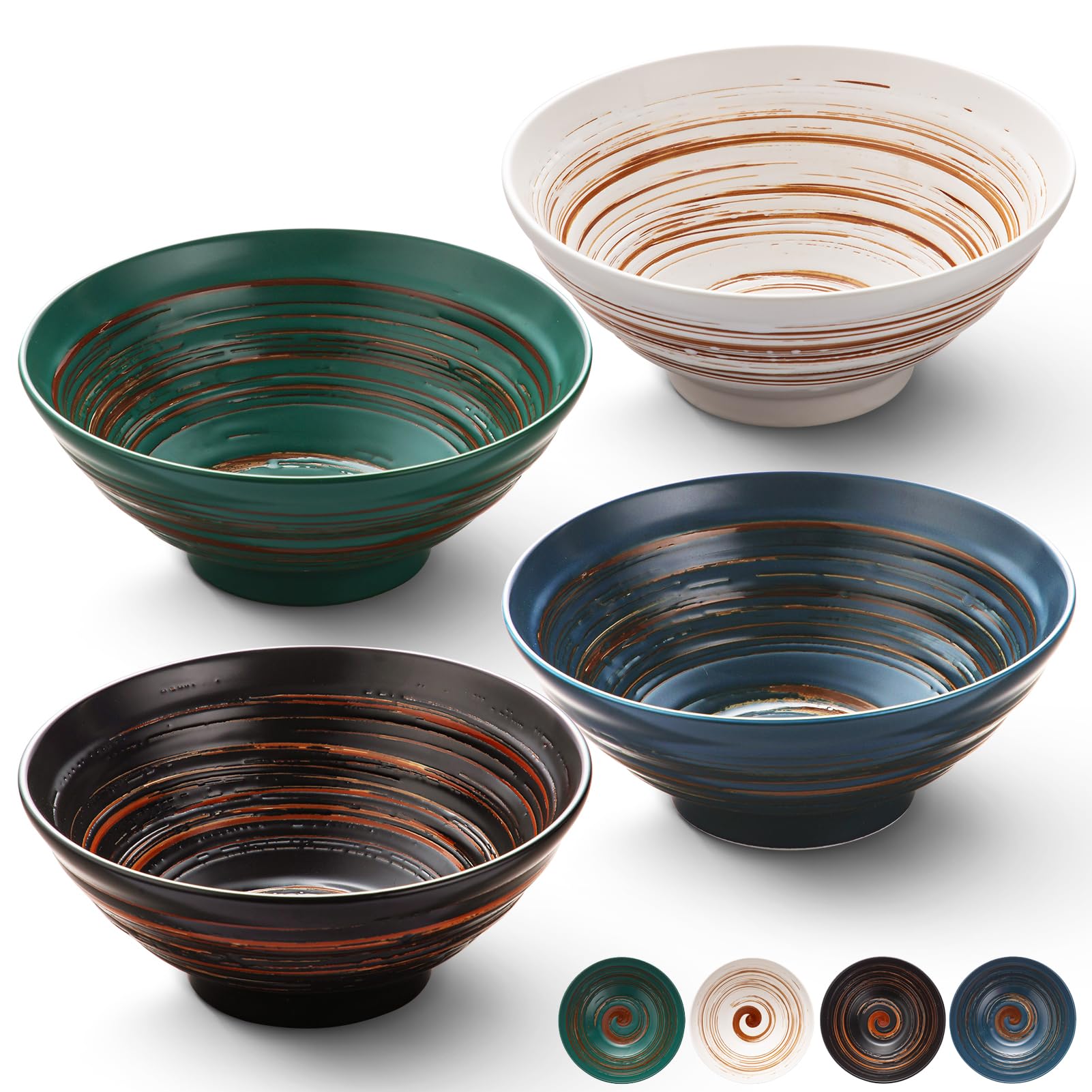 Photo 1 of YUN TAO Ceramic Ramen Bowls Set of 4, 35 oz Large Japanese Style Serving Bowls for Salad,Udon, Soba, Pho Pasta, Asian Soup Noodle,Suitable as Housewarming Gifts