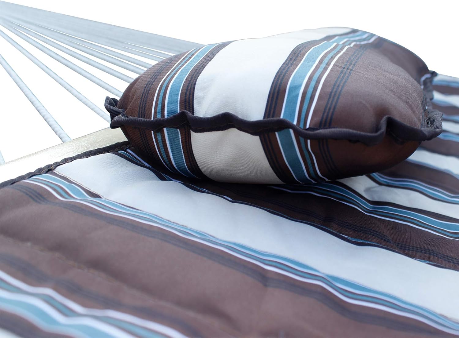 SUNLAX Cotton Rope Freestanding Hammock with 12FT Stand and Spreader Bar, Pad, Detachable Pillow, Indoor or Outdoor Use, Coffee Stripe : Garden & Outdoor