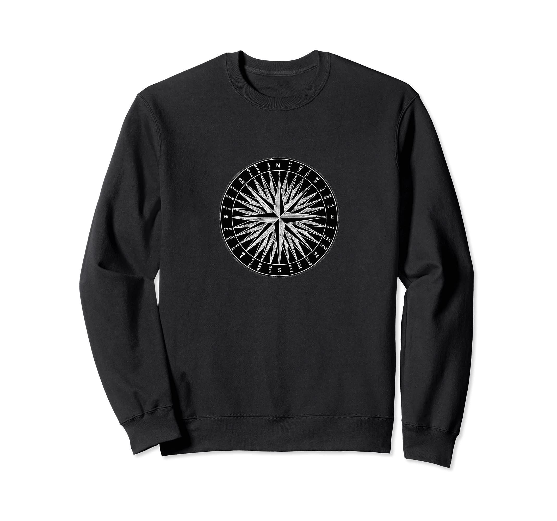 COMPASS ILLUSTRATION VINTAGE TRAVEL Camping Outdoor Sport Sweatshirt