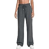 NOIGEFAY Fall Cotton High Waisted Womens Sweatpants, Tall Straight Leg Pockets Drawstring Casual Baggy Pants