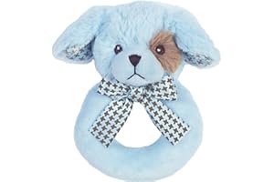 BEARINGTON COLLECTION Bearington Baby Lil' Waggles, 5.5 Inch Blue Puppy Dog Plush Stuffed Animal, Soft Baby Boy Rattle - Newborn Boy Toys - Newborn Rattle