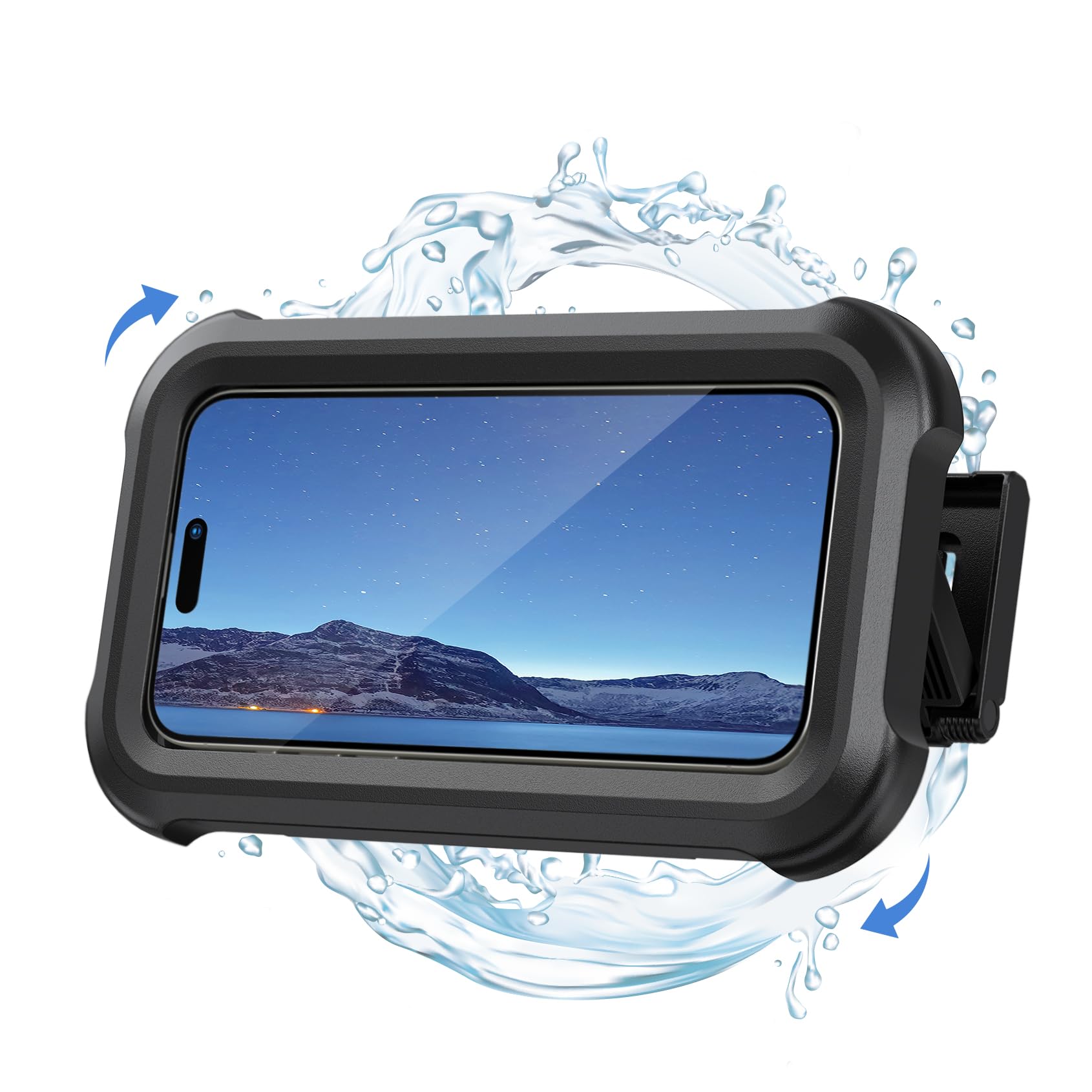 Lamicall Shower Phone Holder Waterproof - 480° Rotation Wall Mount Shower Phone Case, Anti-Fog, High Sensitive HD Touchscreen Shower Phone Mount for Bathroom Bathtub Kitchen, Fit 4 - 7" Phone - Black