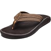 OLUKAI Hokua Men's Beach Sandals, Quick-Dry Flip-Flop Slides, Water Resistant & Wet Grip Rubber Soles, Compression Molded Footbed & Soft Comfort Fit
