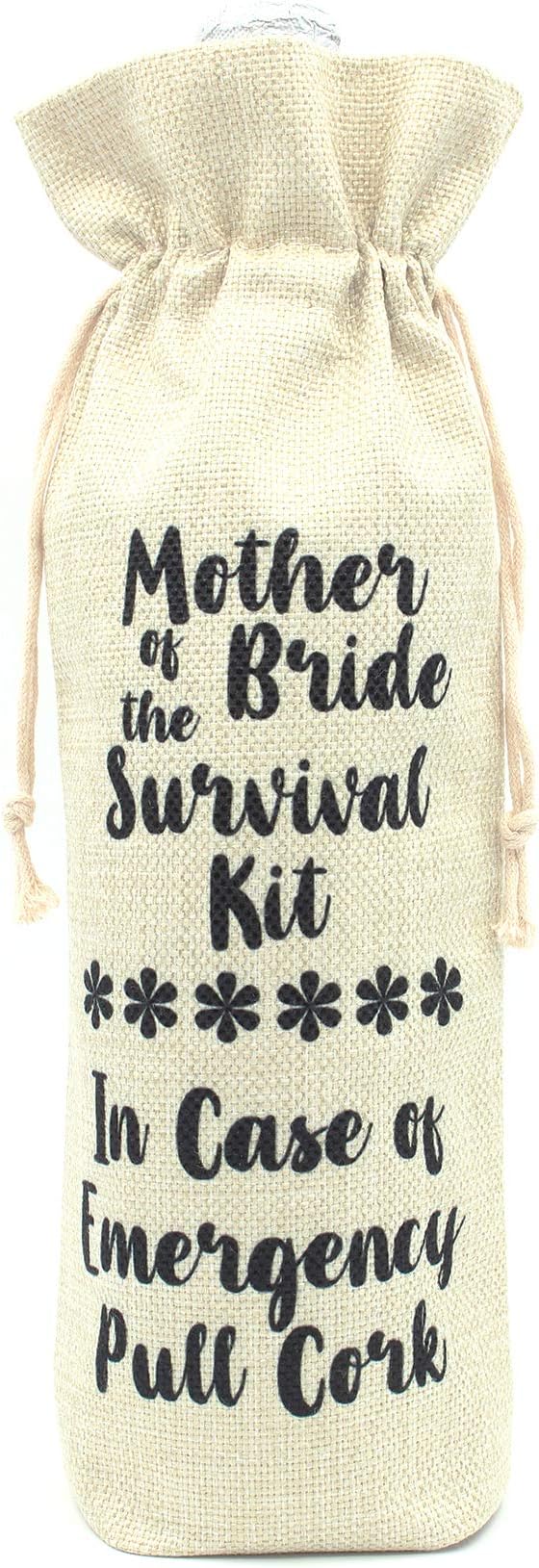 BuildinestSunalrt Gifts for Bride's Mother and Mother in law-Mother of the Bride Survival kit Wine bottle bags-Cotton linen Drawstring Wine bags