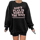 Ladicme Christian Sweatshirts for Women Oversized Faith Pullover Religious Inspirational Long Sleeve Graphic Shirt