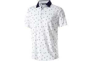 TRUSMOL Golf Shirts for Men Dry Fit Performance Print Short Sleeve Moisture Wicking Golf Polo Shirts