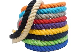 Ravenox Natural Twisted Cotton Rope | Made in The USA | Strong Multi-Strand Cordage for Sports, Décor, Pet Toys, Crafts, Macramé, Nautical & Indoor Outdoor Use| by The Foot & Diameter (Multiple Color)