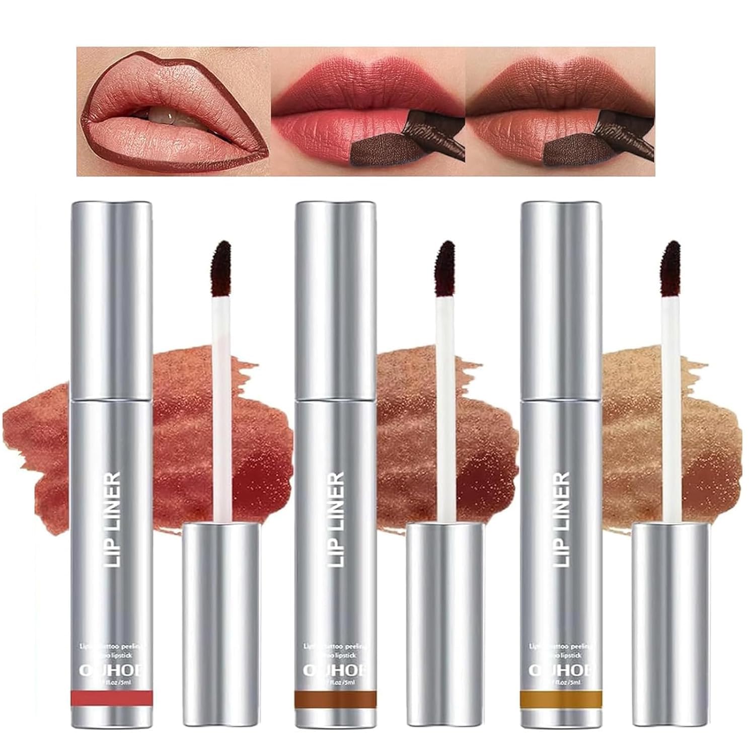 Detachable Lip Liner Set 3 Colors Peel lip liner Longwear and Pigmented Lip Pencil Peel Off Lip Stain