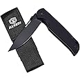 Harnds Folding Knife Compact EDC with D2 Steel Blade Pocket Knife G10 Handle with Thumb Stub Liner Lock and Reversible Pocketclip (black titanium+stonewash+black)