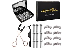 Magnetic Eyelashes with Applicator, Magnetic False Eyelashes with a Lash Applicator Tool & 50 PCS Spoolie Brush, 2 Pairs Reus