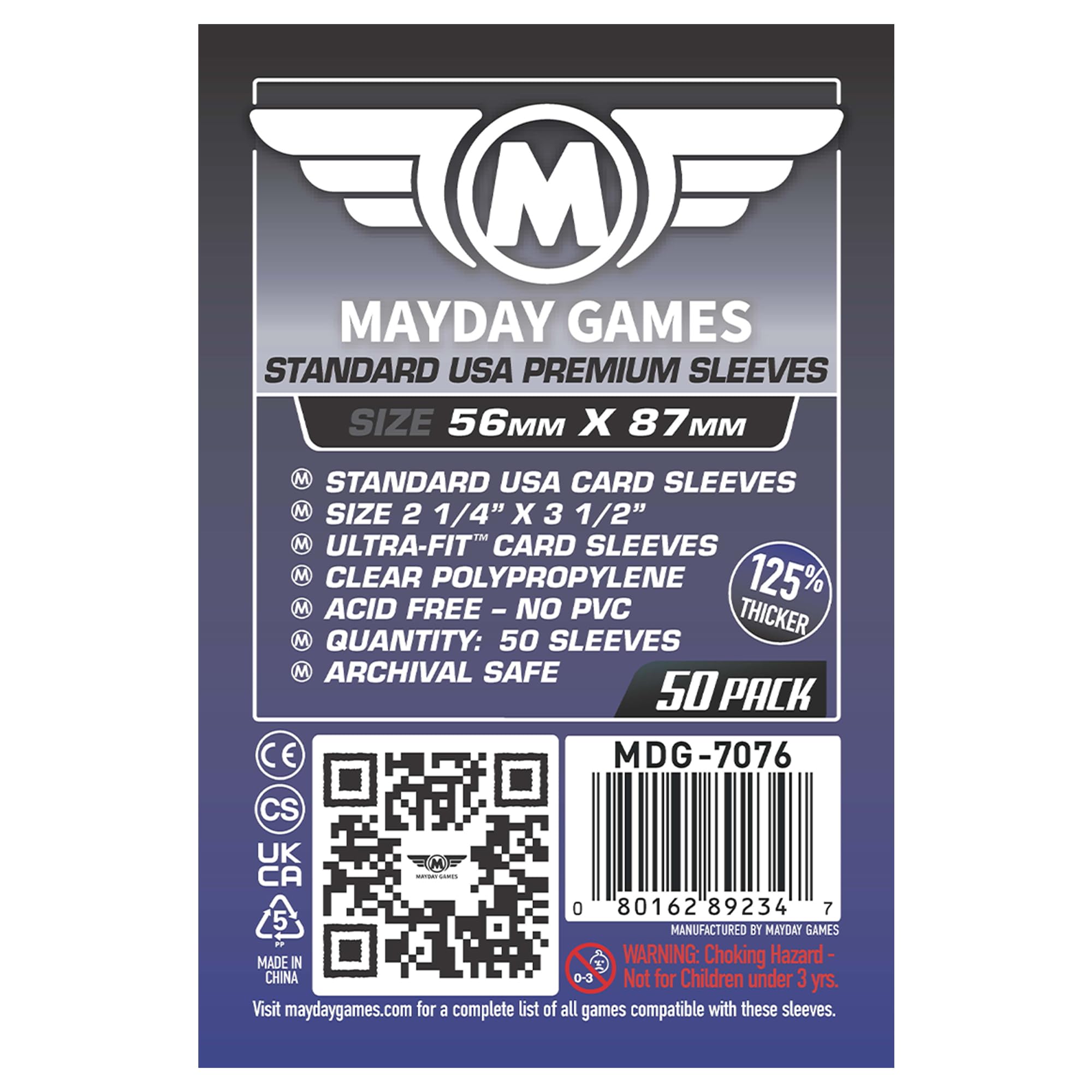 Mayday Games 56 x 87 mm SLEEVES Standard USA Premium Card Game (Pack of 50)