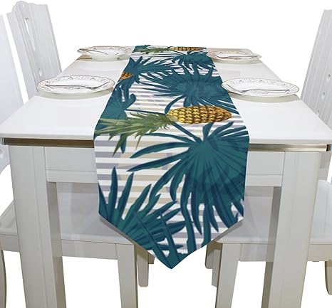 Amazon Aideess ハワイアントロピカルパイナップルフルーツポリエステルテーブルランナー プレースマット 13 X 70インチ ホームテーブルトップ装飾 テーブルリネン布 オフィス キッチン ダイニング ウェディングパーティー用 テーブルランナー オンライン通販