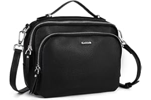 GLITZALL Multi Pockets Crossbody Bags for Women Small Top Handle Purse Satchel and Medium Pocketbooks with Soft Vegan Leather