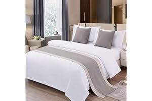 CTSLBREPLOO Grey Bed Runner King Stripe Seersucker Textured Bed Scarf for King Elegant Grey Patchwork Quilted Runner Decorative for Hotel Bedroom (95 x 20 Inches, 1 Piece)