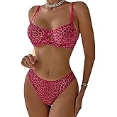CRIPOM Lingerie Sets for Women Sexy Mesh Sheer Underwire Push Up See Through Lingerie Bra and Panty Sets XS-4XL