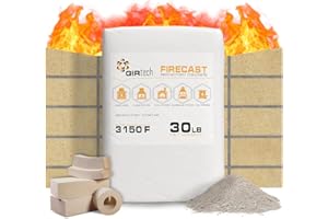 Girtech FireCast Castable Refractory Cement Mix 3110 Degree Fahrenheit 30 Lbs High Temperature Heat Resistant Fireproof Mortar Build Repair Pizza Oven Fire Places Forge Kiln Stove