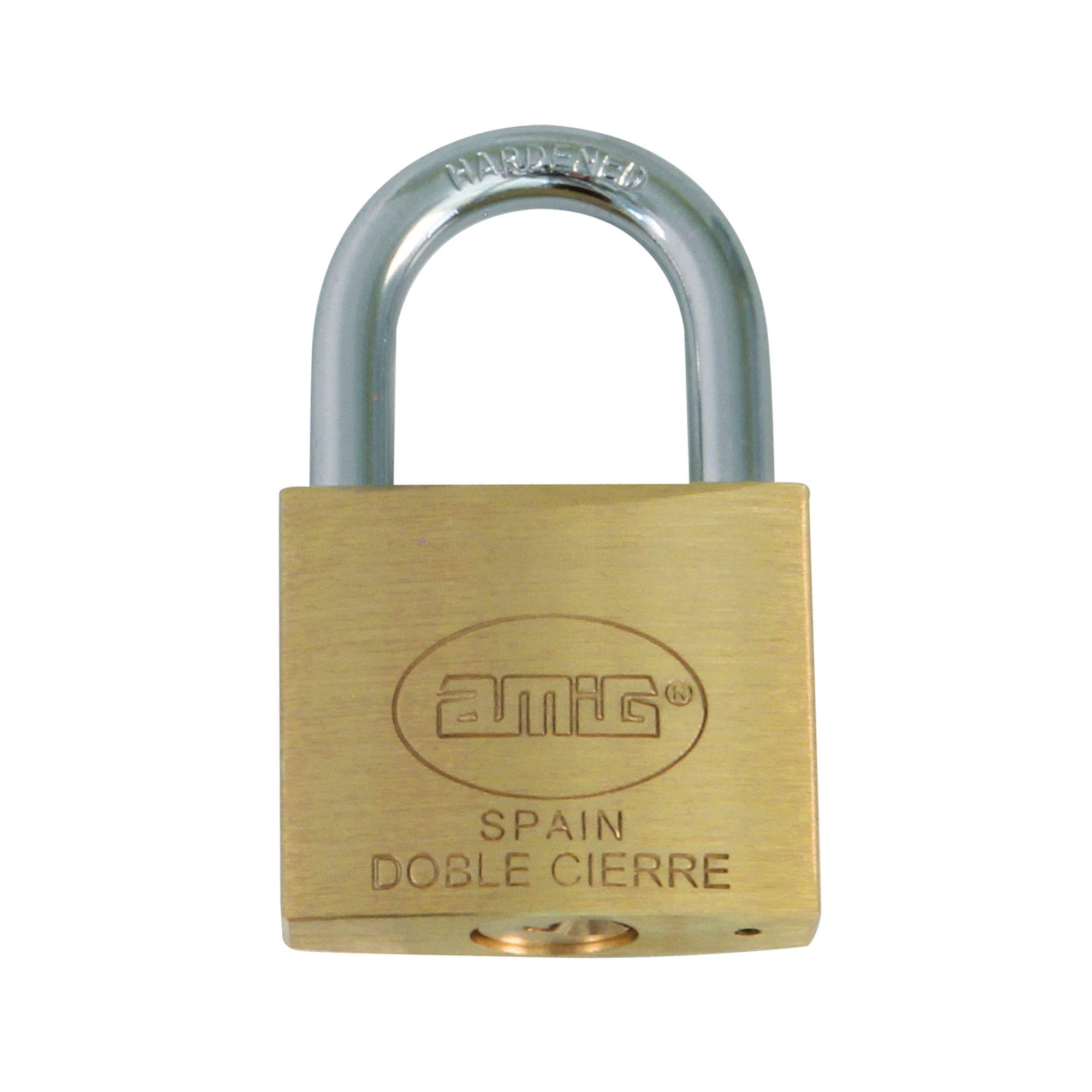 Amig - Padlock with Alike Keys | Double Lock for Lockers, Suitcases, Gates | Anti-Rust Brass & Steel Arc | Matte Brass, 60 mm, Brass and Steel Arch