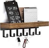 SW TYMIKI Key Holder with Wood Tray 6 Hooks Wall Mounted Organizer