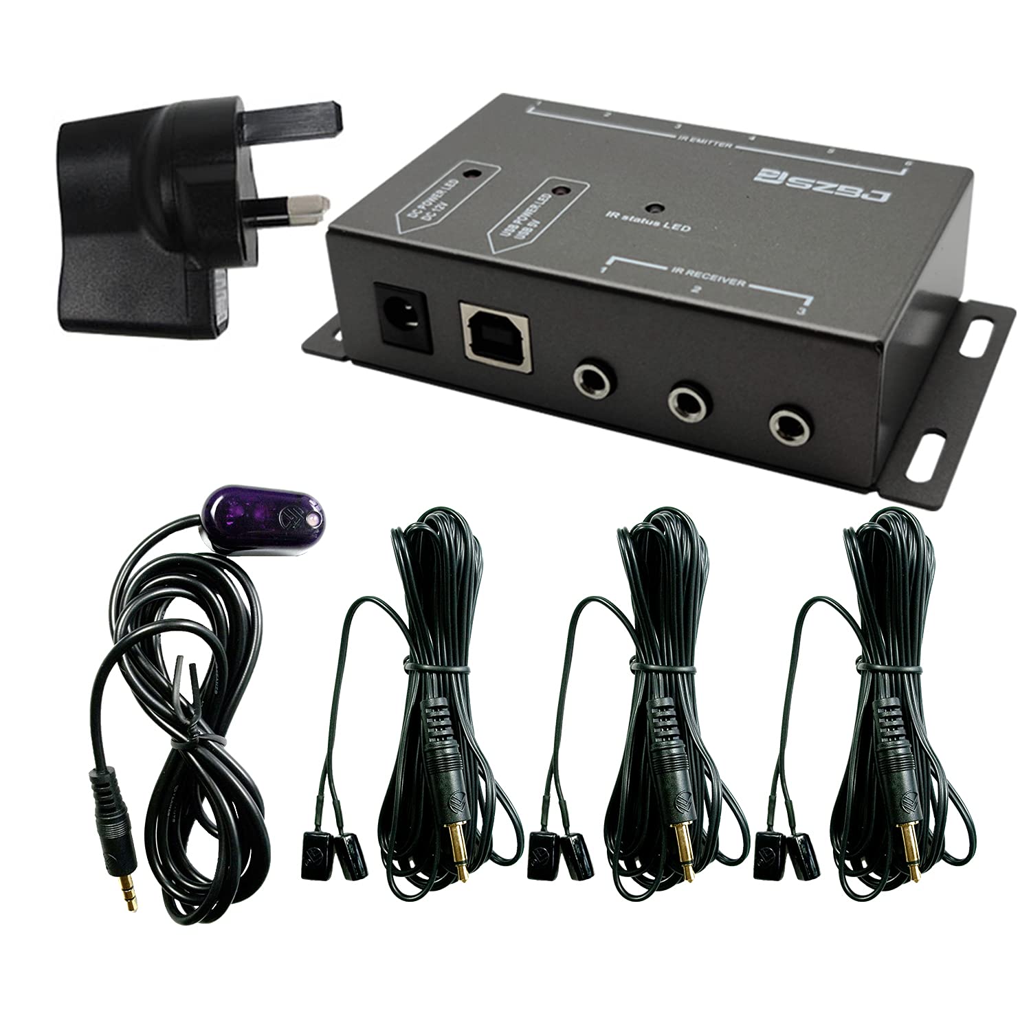 SZBJ IR Repeater, IR Remote Repeater, Infrared Remote Control Extender Kit BD102,three dual head ir emitter