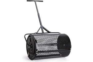 YOSHIKO Compost Spreader 24 Inch Roller Lawn Spreader with T Shaped Handle for Planting Seeding Durable Metal Mesh Spreader for Lawn and Garden Care Manure Spreaders Roller Patented