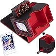 Flooyes MTG Commander Deck Box, Card Storage Box Fits 100 Double-Sleeved Cards, 35pt Card Brick, Dice Tray & Dice Pool, PU Leather Strong Magnet Card Deck Case for Magic Commander TCG CCG, Black/Red