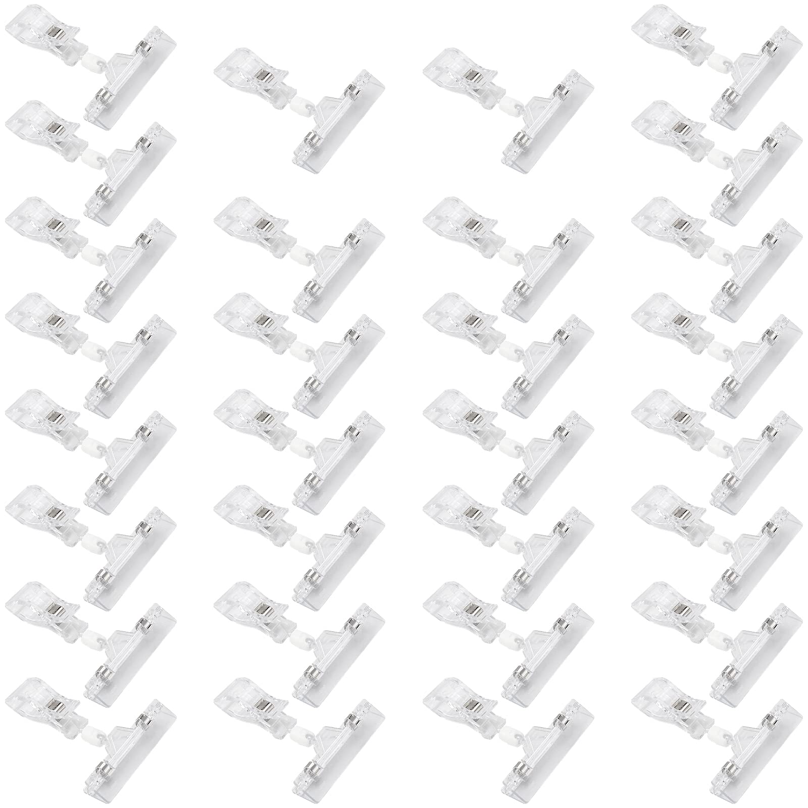 MUKLEI 30 PCS Plastic Rotatable Sign Clips, Sign Display Clip Tag Holders, Plastic Merchandise Sign Clip for Market, Shopping Mall, Retail Shops Price Label Display
