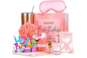 Healemo Happy Birthday Gifts for Women - Birthday Gift Baskets for Women Friendship Sister Girlfriend Mom, Bath Relaxing Spa Presents Set for Woman, Unique Gifts Box for Women Who Have Everything