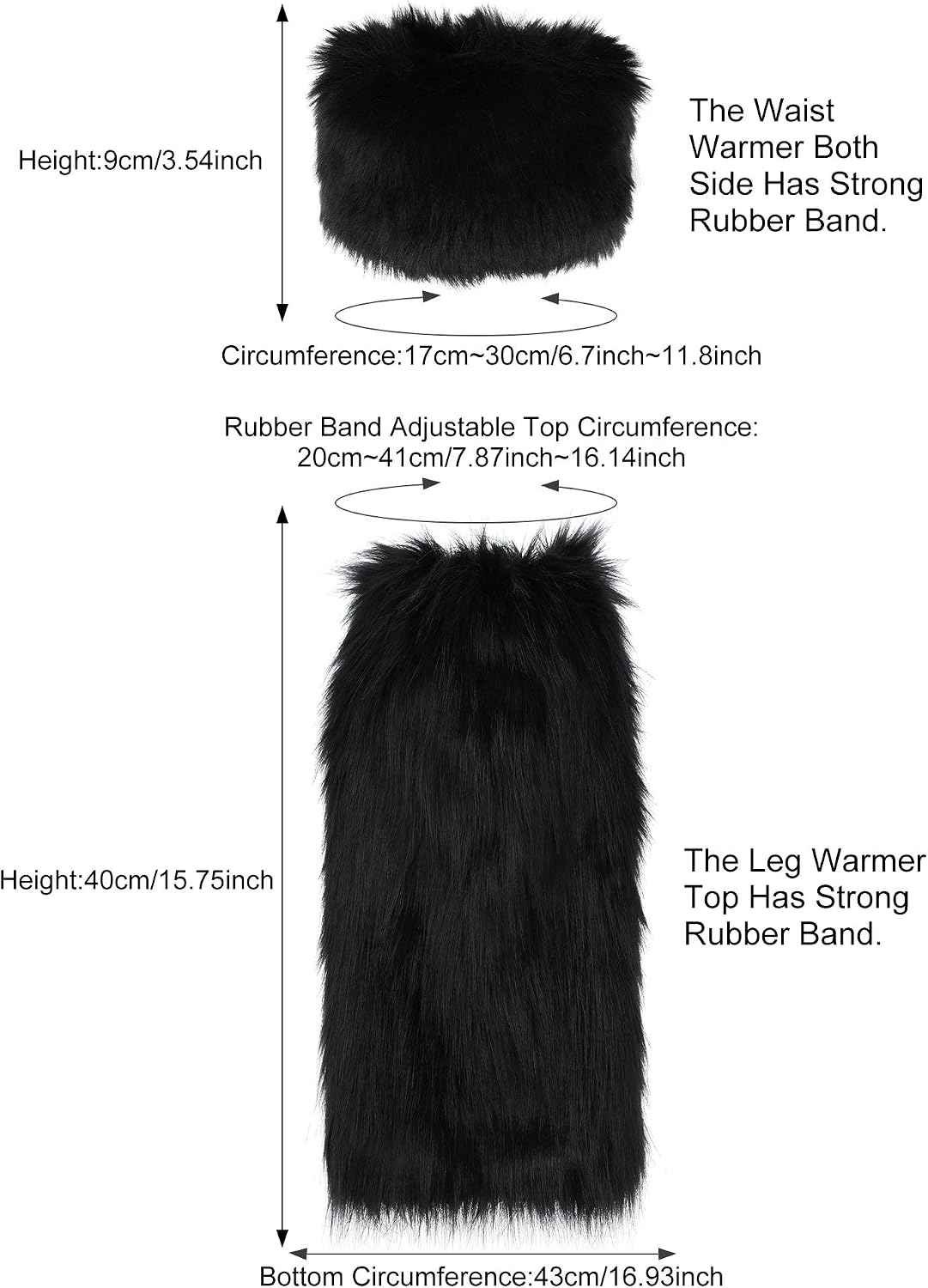 SATINIOR 2 works Faux Fur Cuffs Furry Long Leg Warmer Wrist Cuff Warmer Boot Cuff (Black) - Image 3