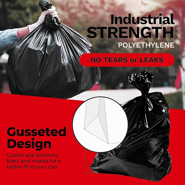 TOUGHBAG 55-60 GALLON HEAVY DUTY TRASH BAGS – 150 COUNT, LARGE BLACK GARBAGE BAGS – MADE IN USA