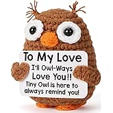 Valentines Day Owl Gifts for Her Him Girlfriend Boyfriend, I Love You Romantic Valentines Anniversary Birthday Handmade Crochet Owl for Wife Husband Couple Lover, To My Love Gifts for Women Men