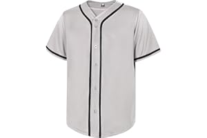babyhealthy Mens Blank Baseball Jersey Button Down Shirts Plain Hip Hop Hipster Tshirts Softball Sports Active Tee