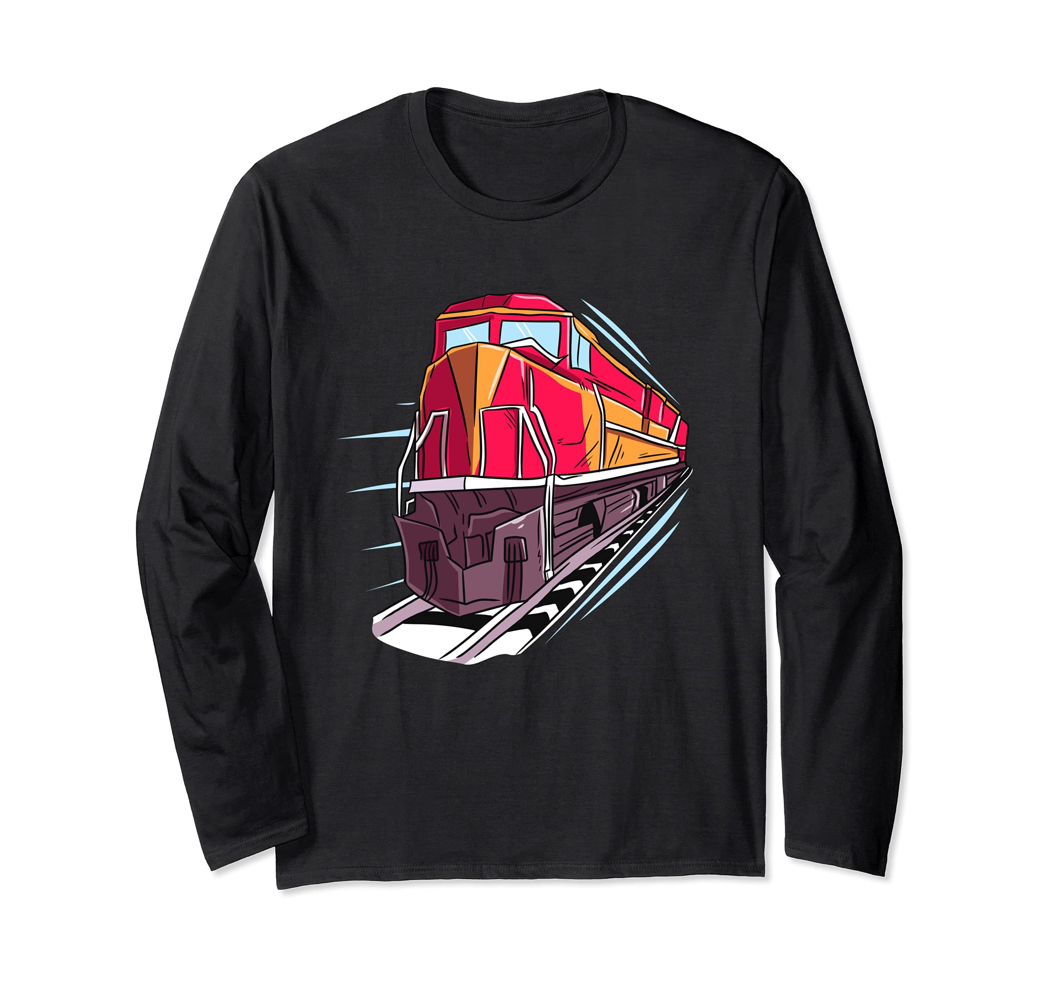 Passenger Train - Freight Train- Model Train Gift -Railfan Long Sleeve T-Shirt