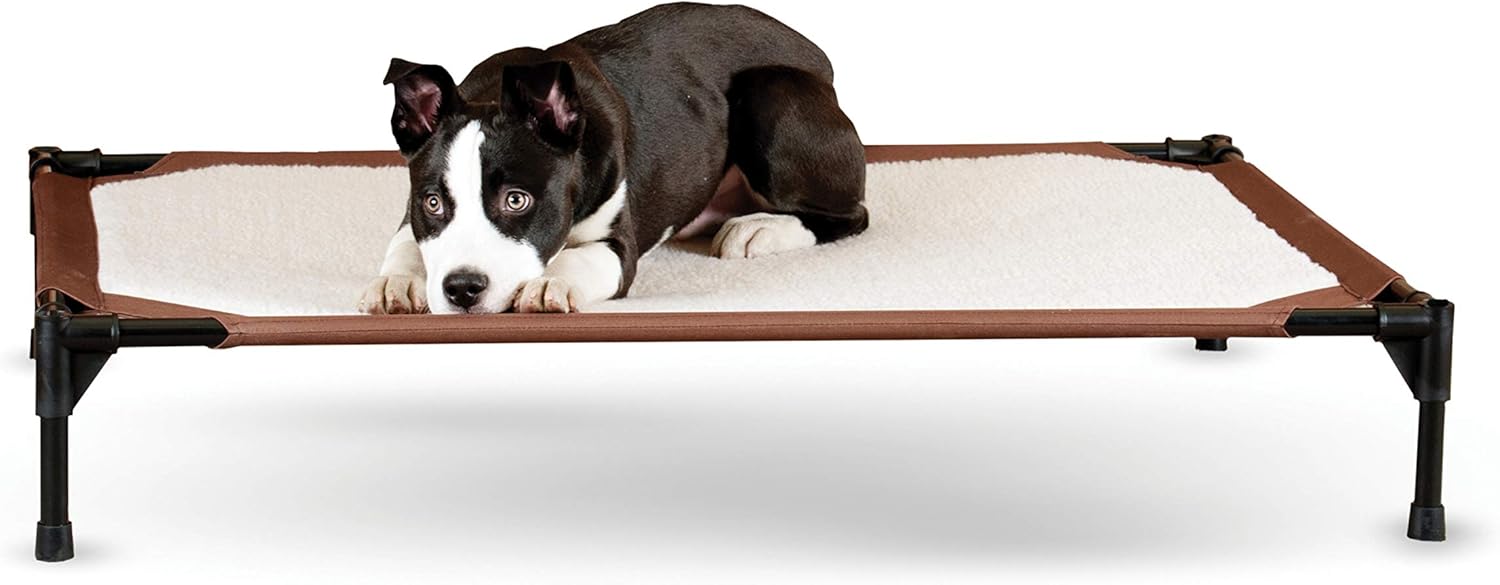 K&H Pet Products Self-Warming Pet Cot Replacement Cover Large Chocolate/Fleece 30" x 42" (Cot Sold Separately) : Pet Supplies