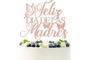PYBHILK Rose Gold Glitter Feliz Dia De Las Madres Cake Topper, Feliz Dia Mama/Happy Mother's Day, Funny Mother's Day Party Decorations Supplies