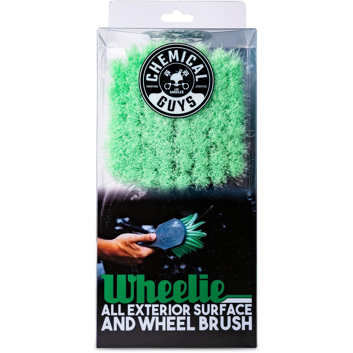 Photo 1 of Chemical Guys ACCG08 Wheelie All Exterior Surface and Wheel Brush (Safe for Cars, Trucks, SUVs, RVs, Motorcycles, & More) Green