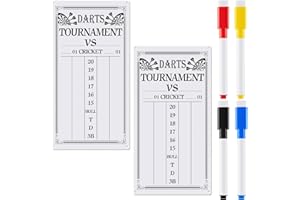 Juexica 2 Pieces Dart Scoreboard Dry Erase Scoreboard Dart Score Keeper Dart Accessories with 4 Dry Erase Markers for Cricket and 01 Dart Games, 15 x 7.8 Inches
