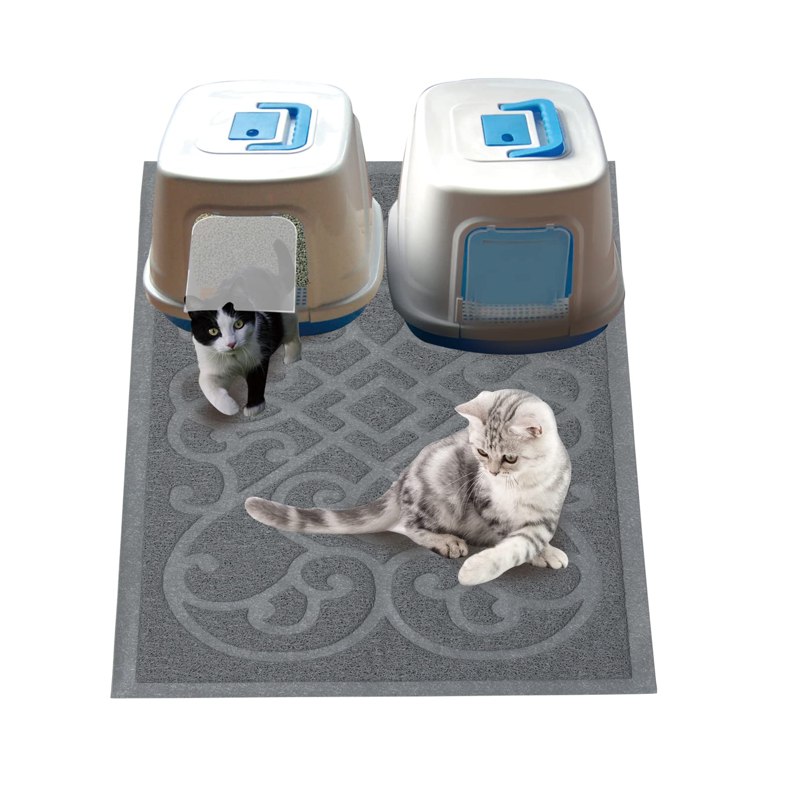 PetLike Cat Litter Box Mat, Thick Kitty Litter Trapping Mat, Durable,Waterproof &Washable with Non-Slip Backing, Soft on Kitty Paws and Easy to Clean, BPA Free