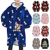 YAEILOV Custom Wearable Blanket Hoodie for Girls Boys, Face Personalized Oversized Sweatshirt Throws for Valentine Gifts