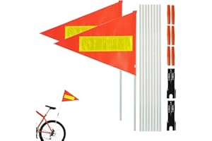 2 Pcs Bike Safety Flag, Adjustable Height Bicycle Flag, Safety Flags with Pole, Reflective Atv Safety Flag, Bike Flag Orange 