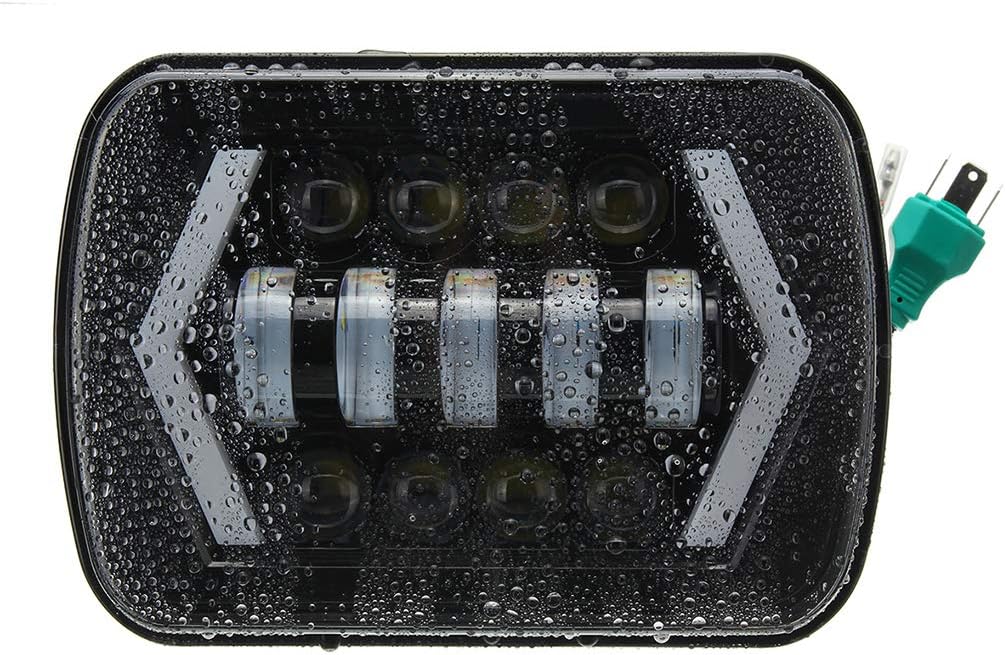 Demino 5X7/7X6 Inch H4 LED Projector Headlight Hi-Lo Beam DRL Compatible for Jeep Wrangler Cherokee XJ YJ black 19.5 * 14.1cm