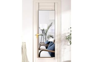 AyeWish Door Mirror, Full Length Mirror Over The Door, 14'' x 48'' Hanging Mirror, Rectangular Wall Mirror, Wall-Mounted/Hanging/Leaning, Home Decor, Black