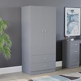 Vida Designs Riano 2 Door 2 Drawer Wardrobe Grey 170H x 76W x 53D