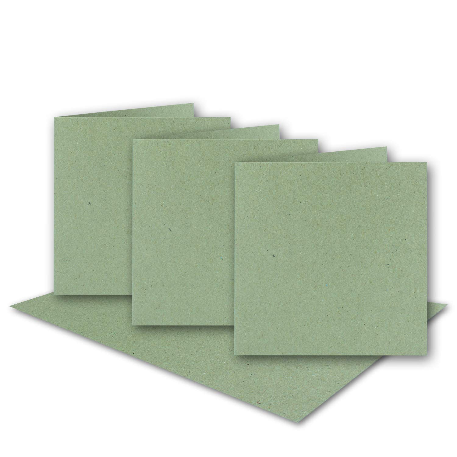 25x green vintage kraft paper folding cards square - 150 x 150 mm - 15 x 15 cm - recycled 220 gr blank folding cards sustainable - UmWelt by GUSTAV NEUSER