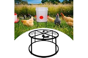 BEYOOGEEM Metal Stand for Chicken Feeder Waterer, Heavy Duty Chicken Water Feeder Stand Holder with 4 Legs, Rustproof Iron Chicken Feeder Buckets Barrels Stand Round Support Rack for Coop Poultry Indoor Outdoor