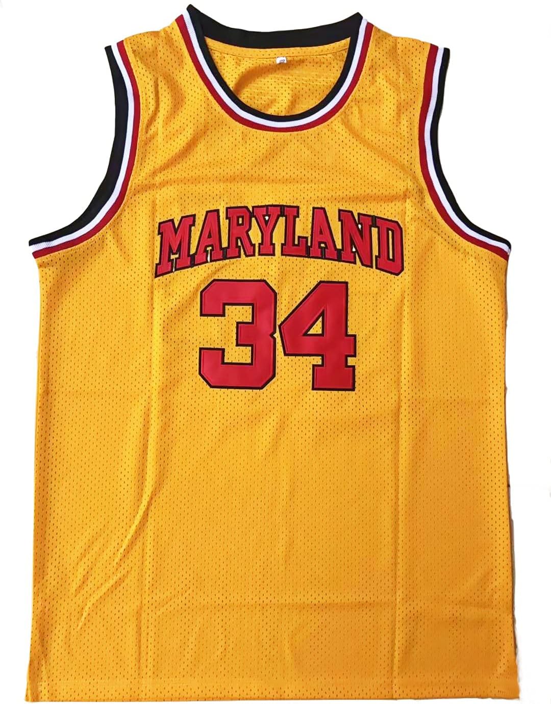 EKANBR Mens Len Bias 34 Maryland Basketball Jersey (Yellow, Medium, m