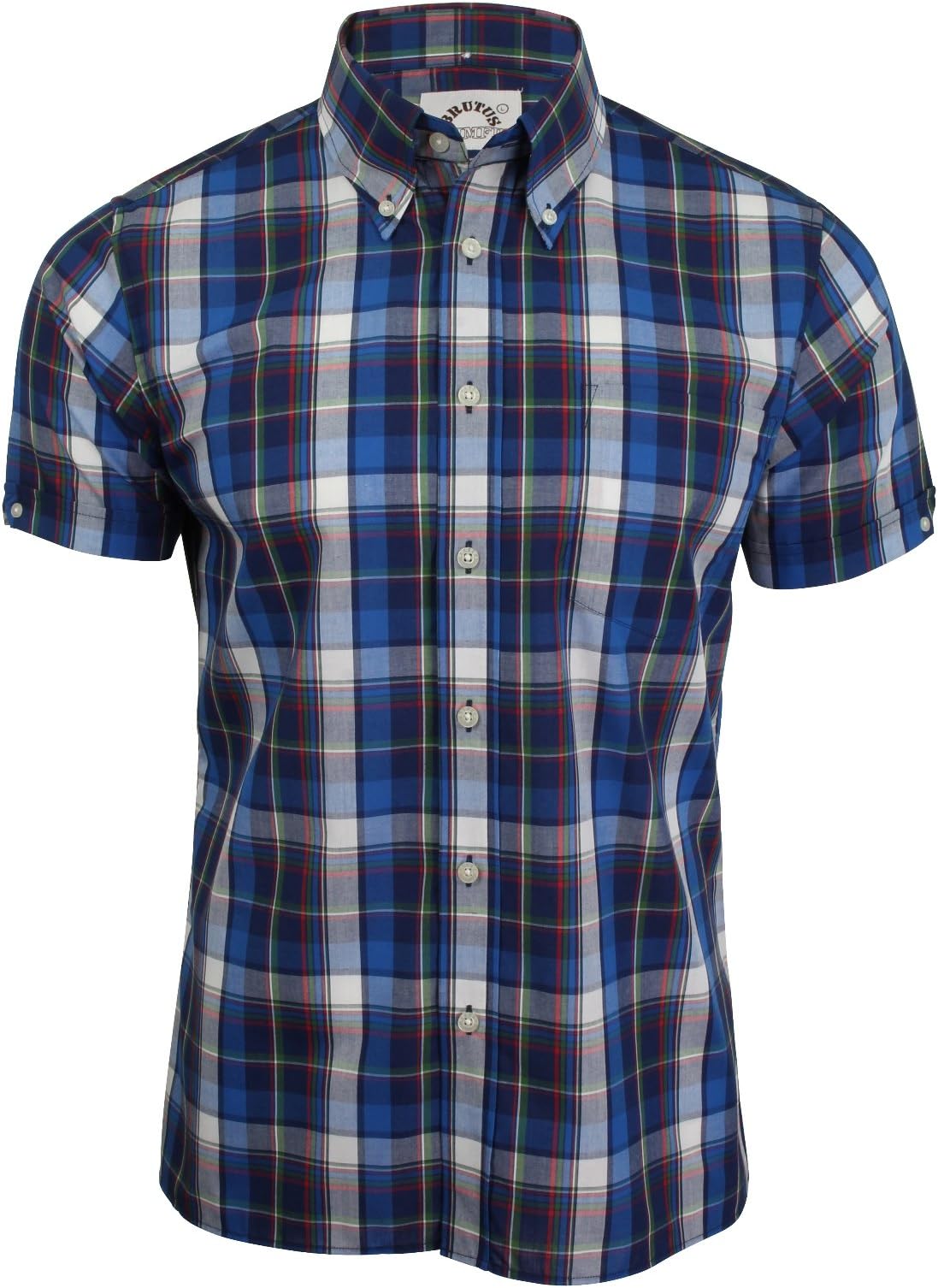 Brutus Mens Short Sleeved Madras Check Shirt Trimfit