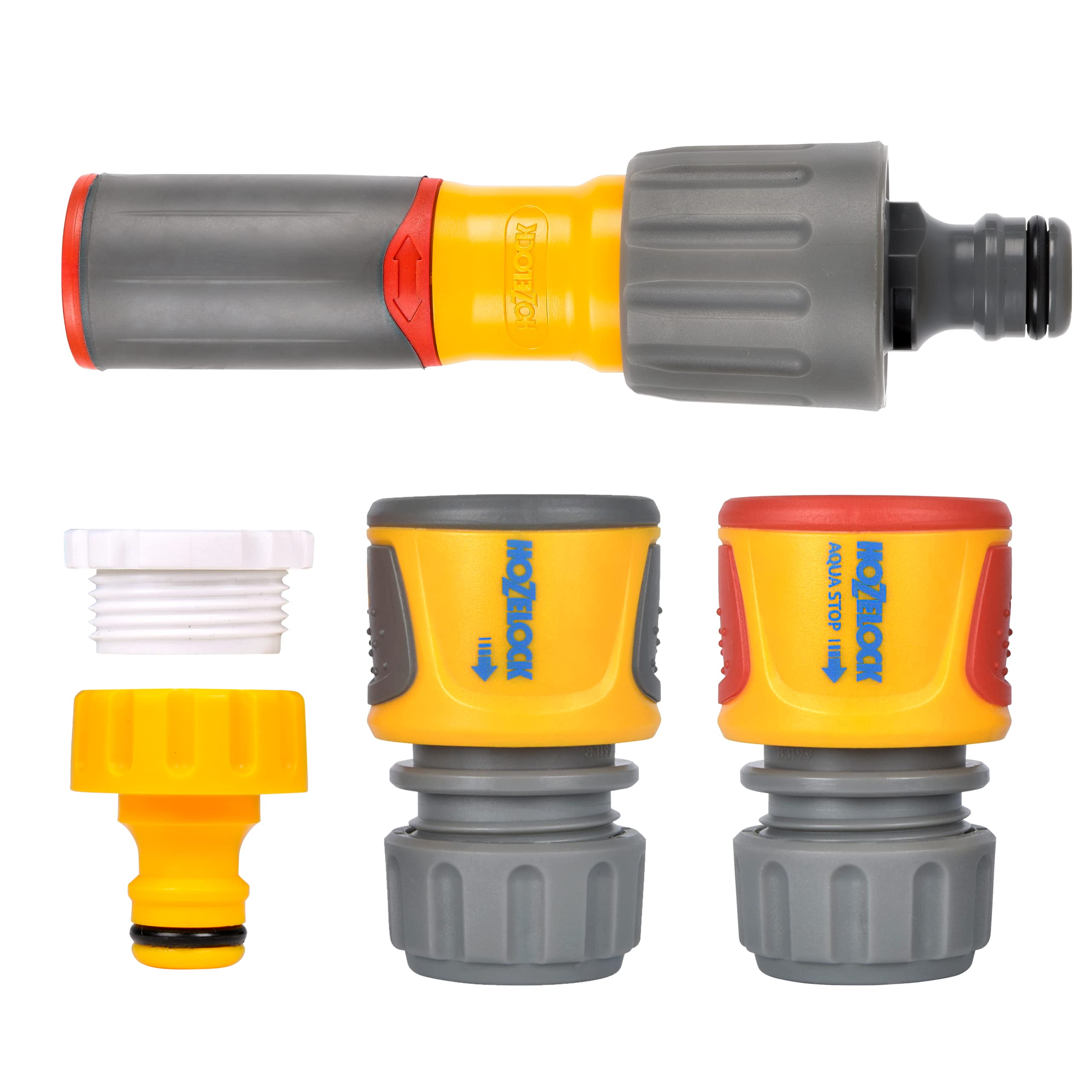 HOZELOCK - Starter Nozzle Kit 3-in-1 : Ergonomic Soft Grip Lance, Non-Slip, 3 Jets, 2 Connections Ø 12.5mm - Ø 15mm (1/2" - 5/8"), 1 Tap Connection [‎100-100-228]