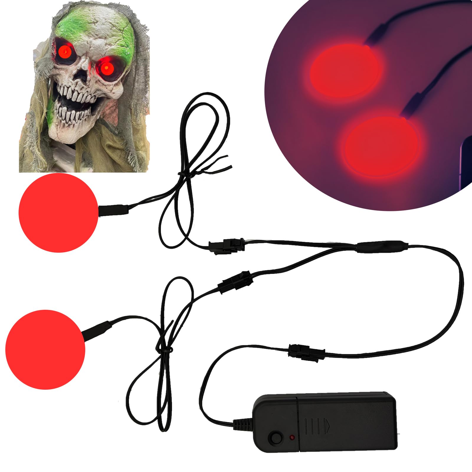 Ygmylandbb Electroluminescent Panels, EL Panels Light, Round Neon Eyes Decorative el Illumination Glowing Eyes(50mm, Red)