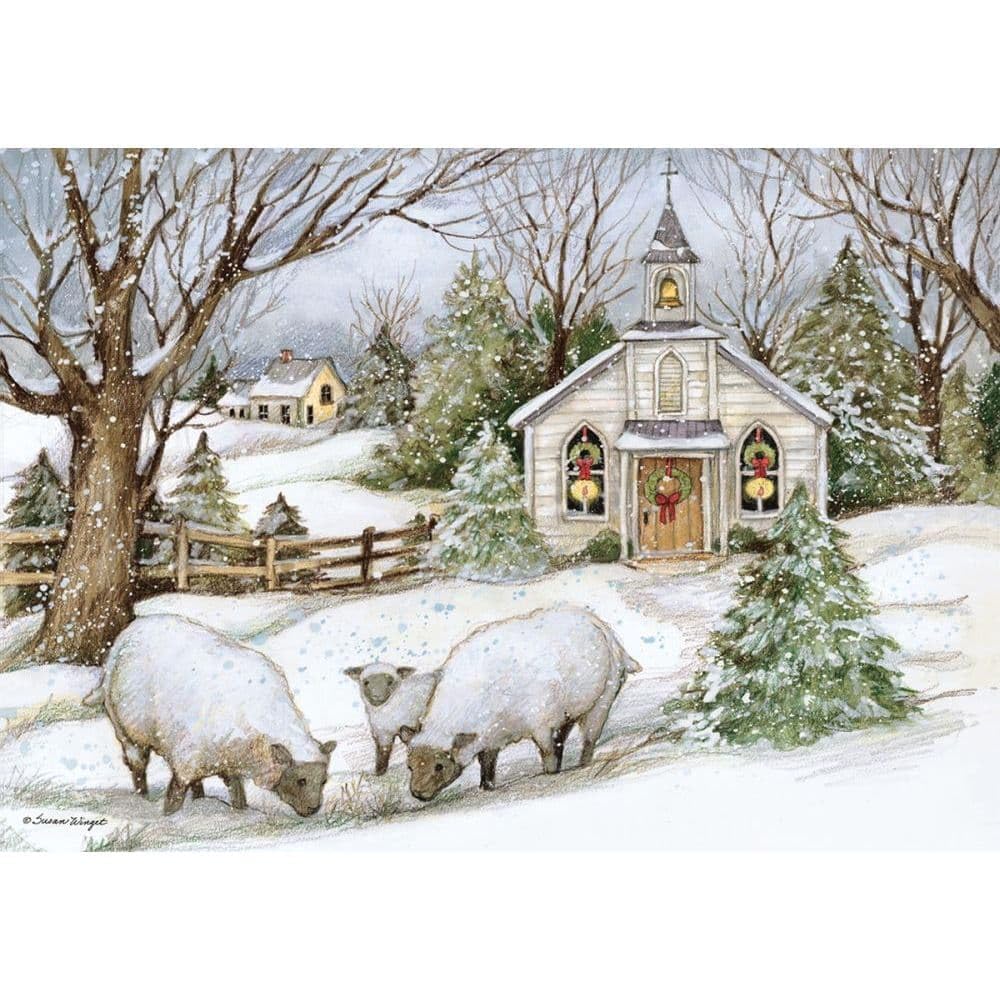 Lang Companies, Grazing Morning Petite Christmas Cards by Susan Winget